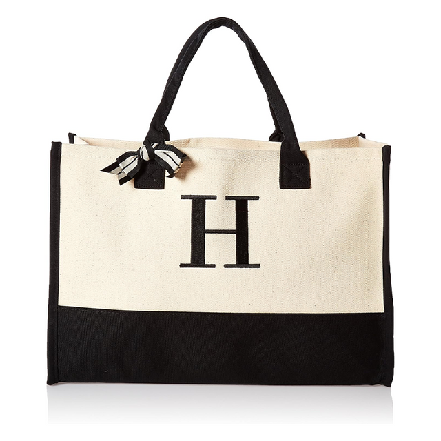 Bolso tote de lona con inicial personalizada