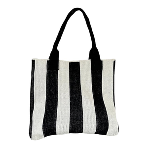 Bolso tote de punto con bloques de color a rayas