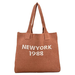 Bolso tote de punto con letras vintage