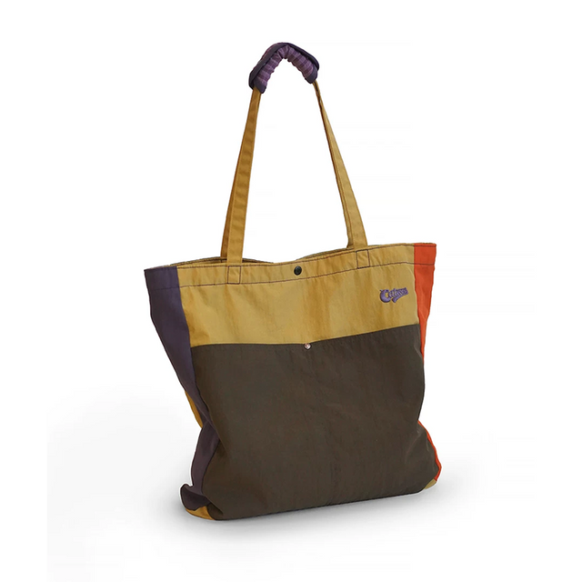  Retro-Farbblock-Patchwork-Nylon-Einkaufstasche