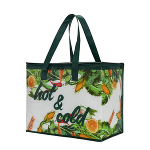 Bolsa de comestibles plegable y aislada XL con cremallera en la parte superior