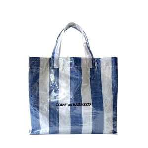 Tote tejido de PVC con rayas azul marino