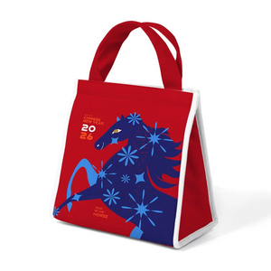 Bolsa de mano aislante para regalo y almuerzo con estampado de caballo rojo