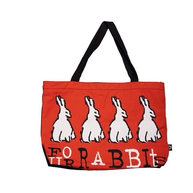 Four Rabbits 그래피티 캔버스 지퍼 토트