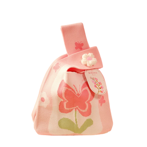 봄 꽃 시리즈 니트 손목 가방