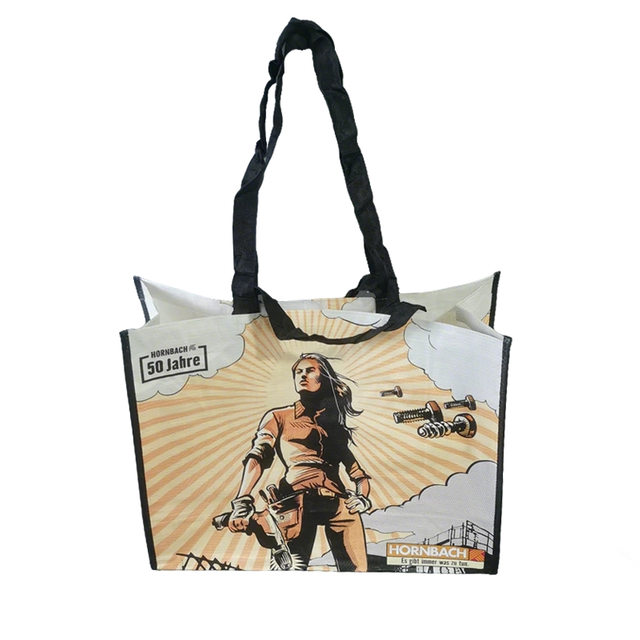  Bolso tote tejido laminado con estampados de personajes de doble cara