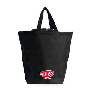 Bolso tote Oxford impermeable de lona negra con cord&oacute;n