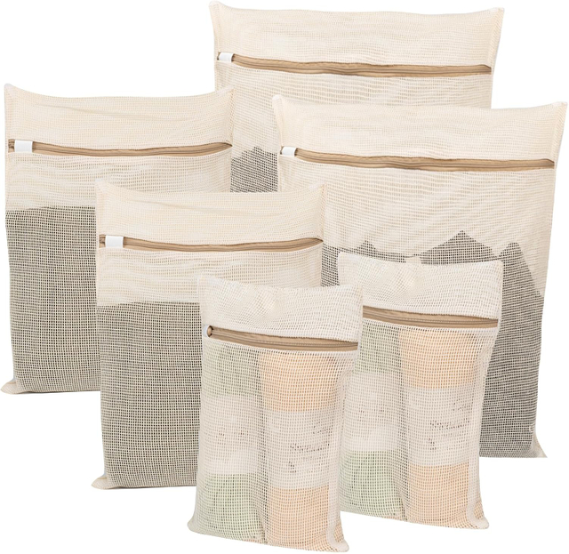 丈夫なジッパー付きコットンメッシュランドリーバッグ